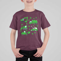 Funny St Patricks Day Construction Trucks Irish Shamrock T Shirt For Kid