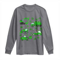 Funny St Patricks Day Construction Trucks Irish Shamrock Long Sleeve Shirt
