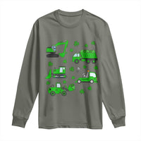 Funny St Patricks Day Construction Trucks Irish Shamrock Long Sleeve Shirt
