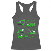 Funny St Patricks Day Construction Trucks Irish Shamrock Racerback Tank Top