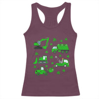 Funny St Patricks Day Construction Trucks Irish Shamrock Racerback Tank Top