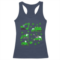 Funny St Patricks Day Construction Trucks Irish Shamrock Racerback Tank Top