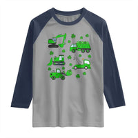 Funny St Patricks Day Construction Trucks Irish Shamrock Raglan Shirt