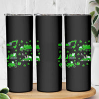 Funny St Patricks Day Construction Trucks Irish Shamrock Skinny Tumbler