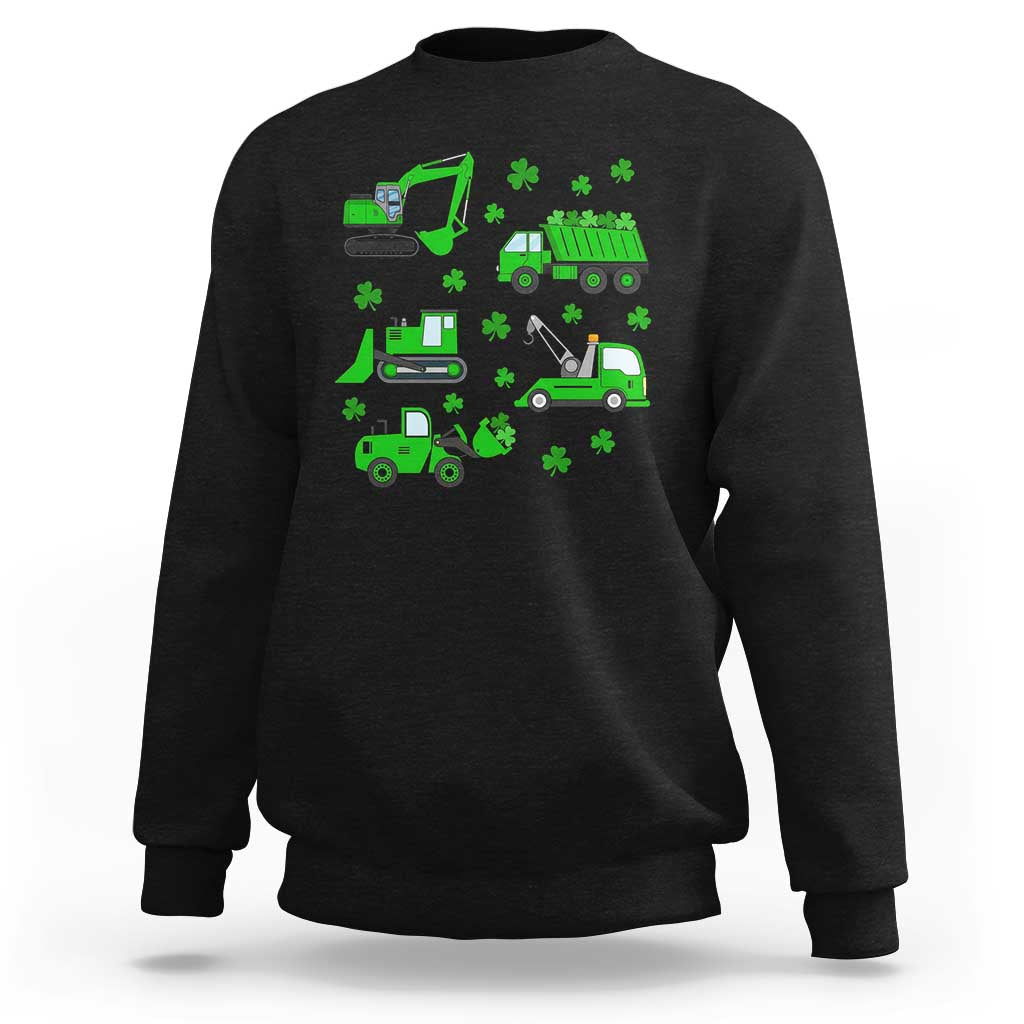 Funny St Patricks Day Construction Trucks Irish Shamrock Sweatshirt