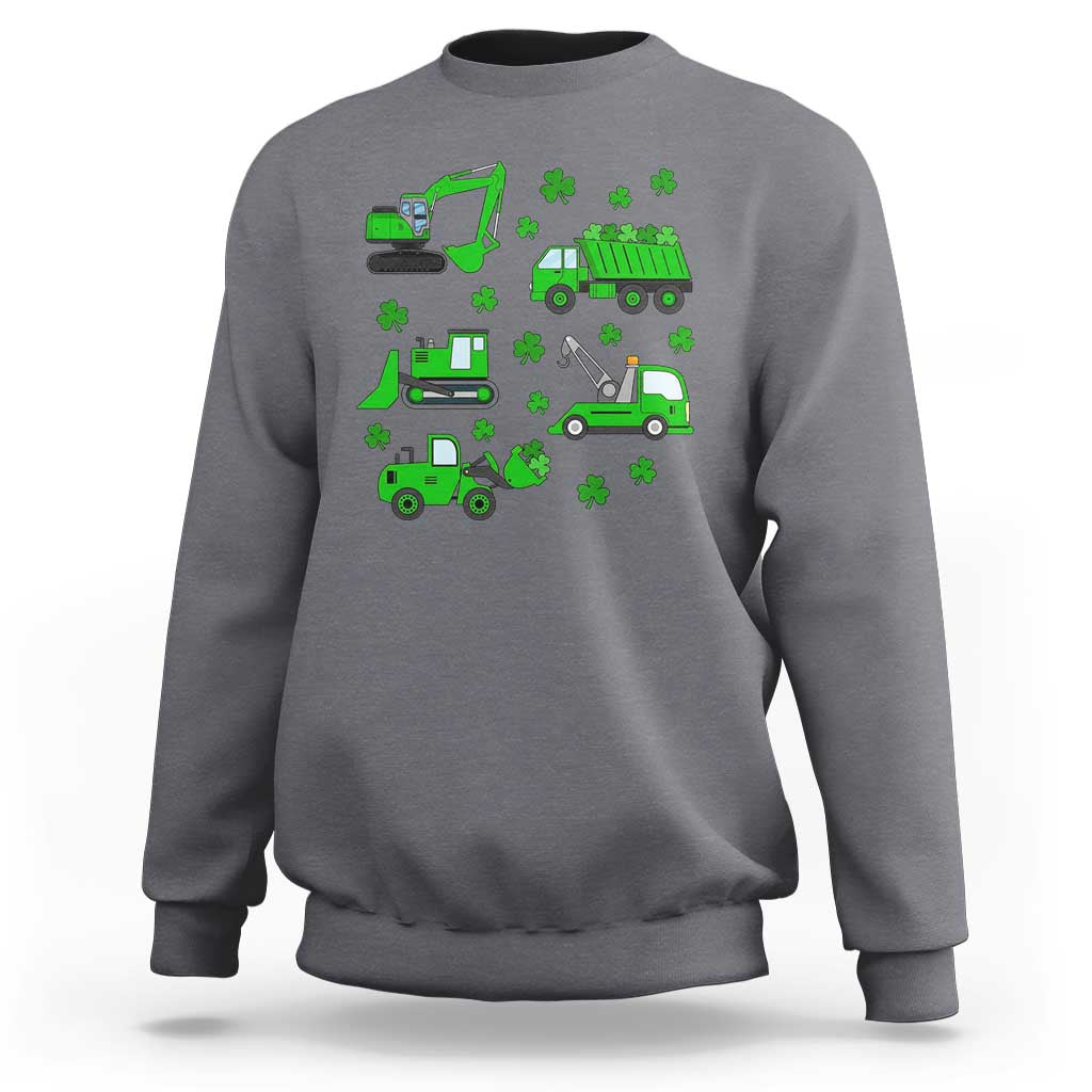 Funny St Patricks Day Construction Trucks Irish Shamrock Sweatshirt