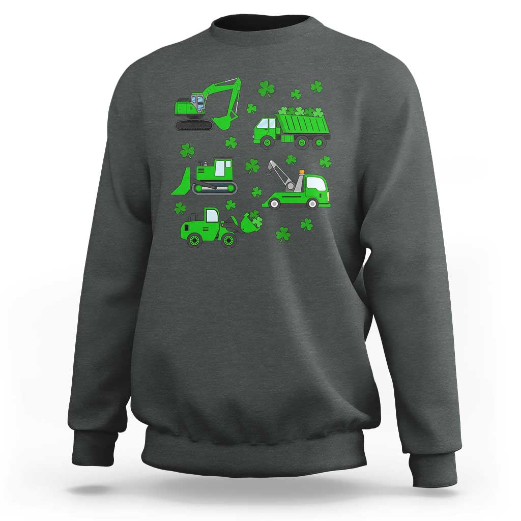 Funny St Patricks Day Construction Trucks Irish Shamrock Sweatshirt