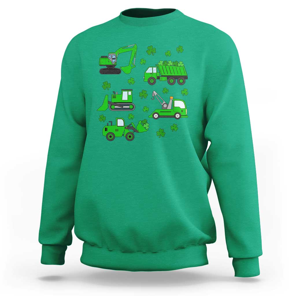 Funny St Patricks Day Construction Trucks Irish Shamrock Sweatshirt