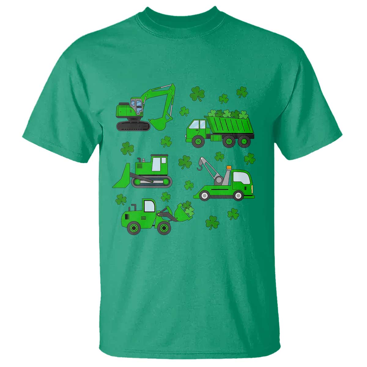 Funny St Patricks Day Construction Trucks Irish Shamrock T Shirt