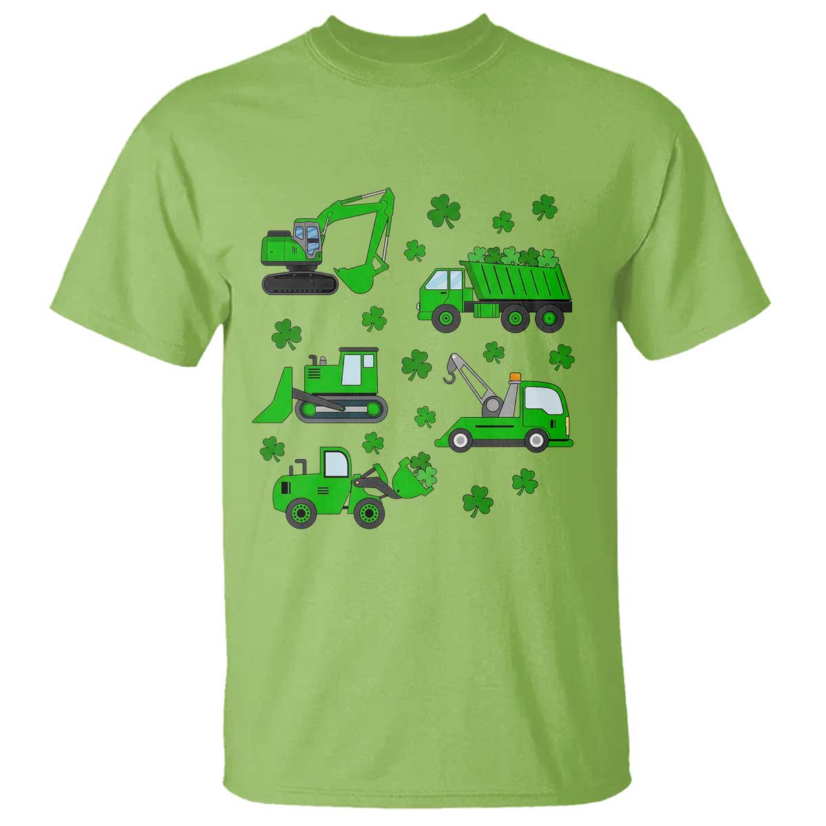 Funny St Patricks Day Construction Trucks Irish Shamrock T Shirt