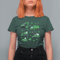 Funny St Patricks Day Construction Trucks Irish Shamrock T Shirt For Women