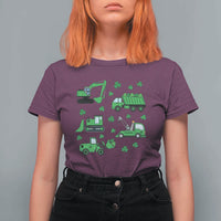 Funny St Patricks Day Construction Trucks Irish Shamrock T Shirt For Women