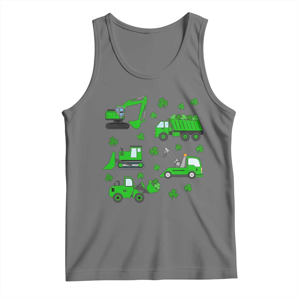Funny St Patricks Day Construction Trucks Irish Shamrock Tank Top