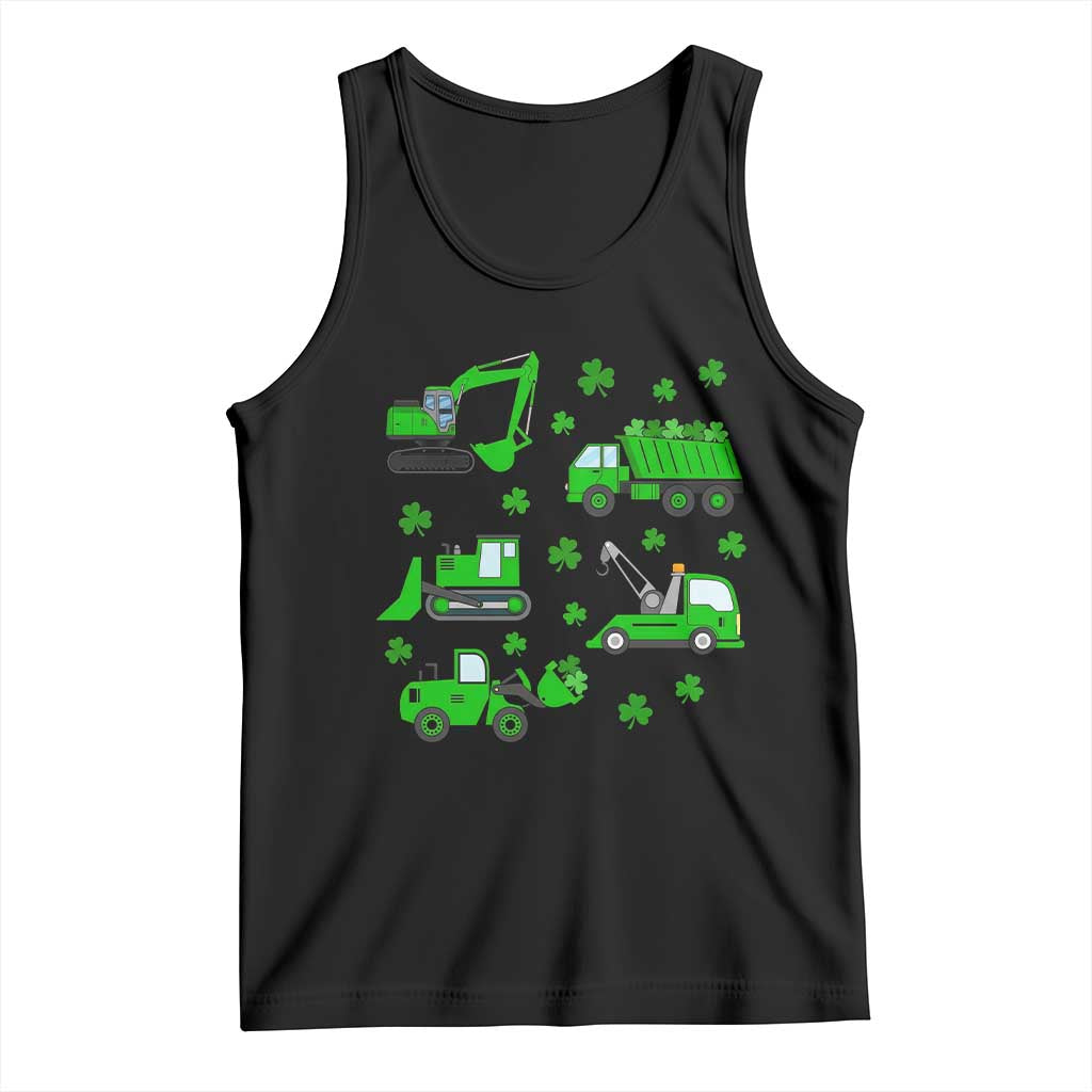 Funny St Patricks Day Construction Trucks Irish Shamrock Tank Top