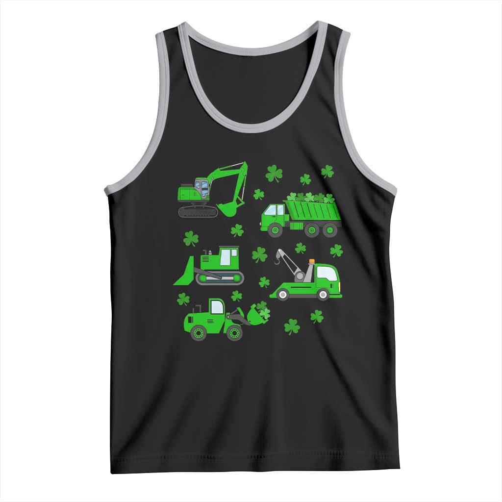Funny St Patricks Day Construction Trucks Irish Shamrock Tank Top