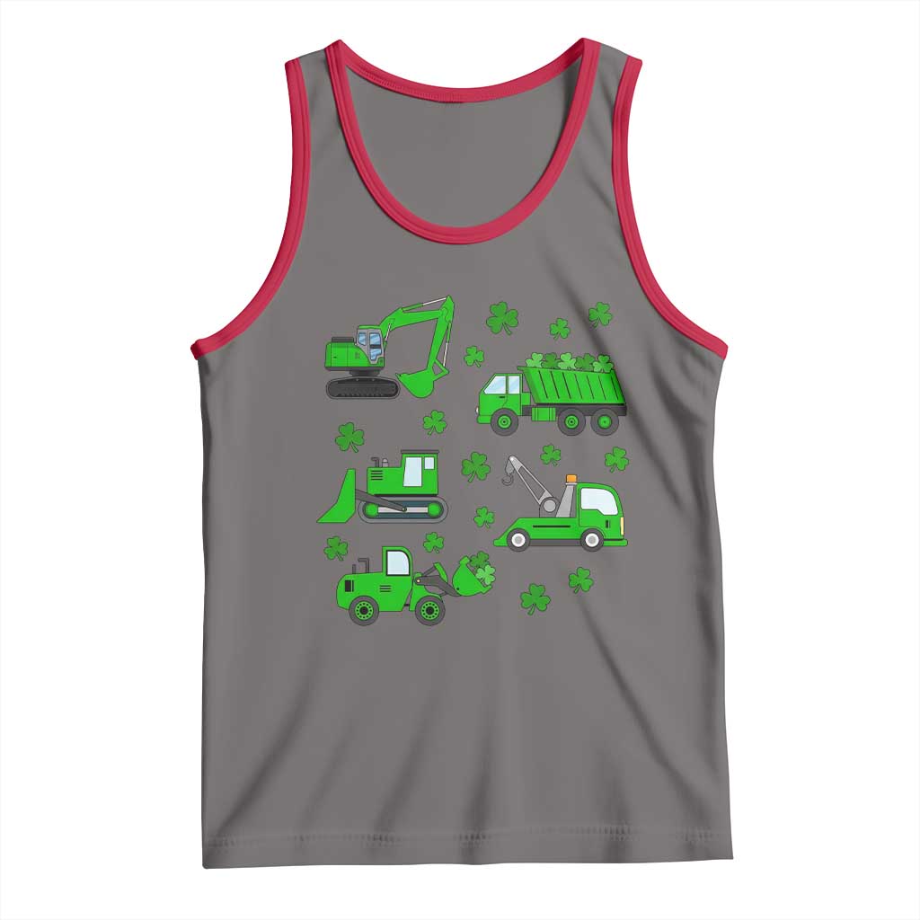 Funny St Patricks Day Construction Trucks Irish Shamrock Tank Top