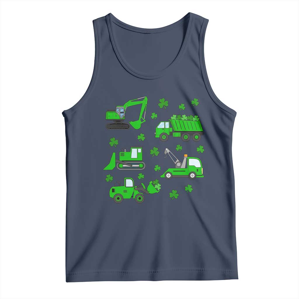 Funny St Patricks Day Construction Trucks Irish Shamrock Tank Top