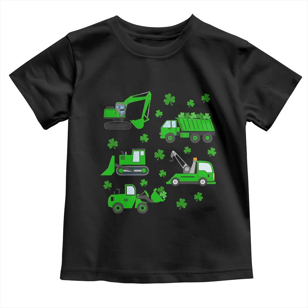Funny St Patricks Day Construction Trucks Irish Shamrock Toddler T Shirt