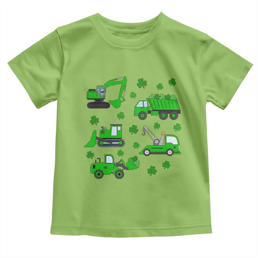 Funny St Patricks Day Construction Trucks Irish Shamrock Toddler T Shirt