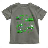 Funny St Patricks Day Construction Trucks Irish Shamrock Toddler T Shirt