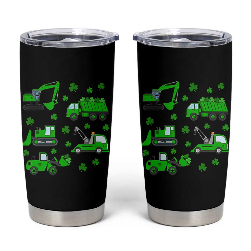 Funny St Patricks Day Construction Trucks Irish Shamrock Tumbler Cup