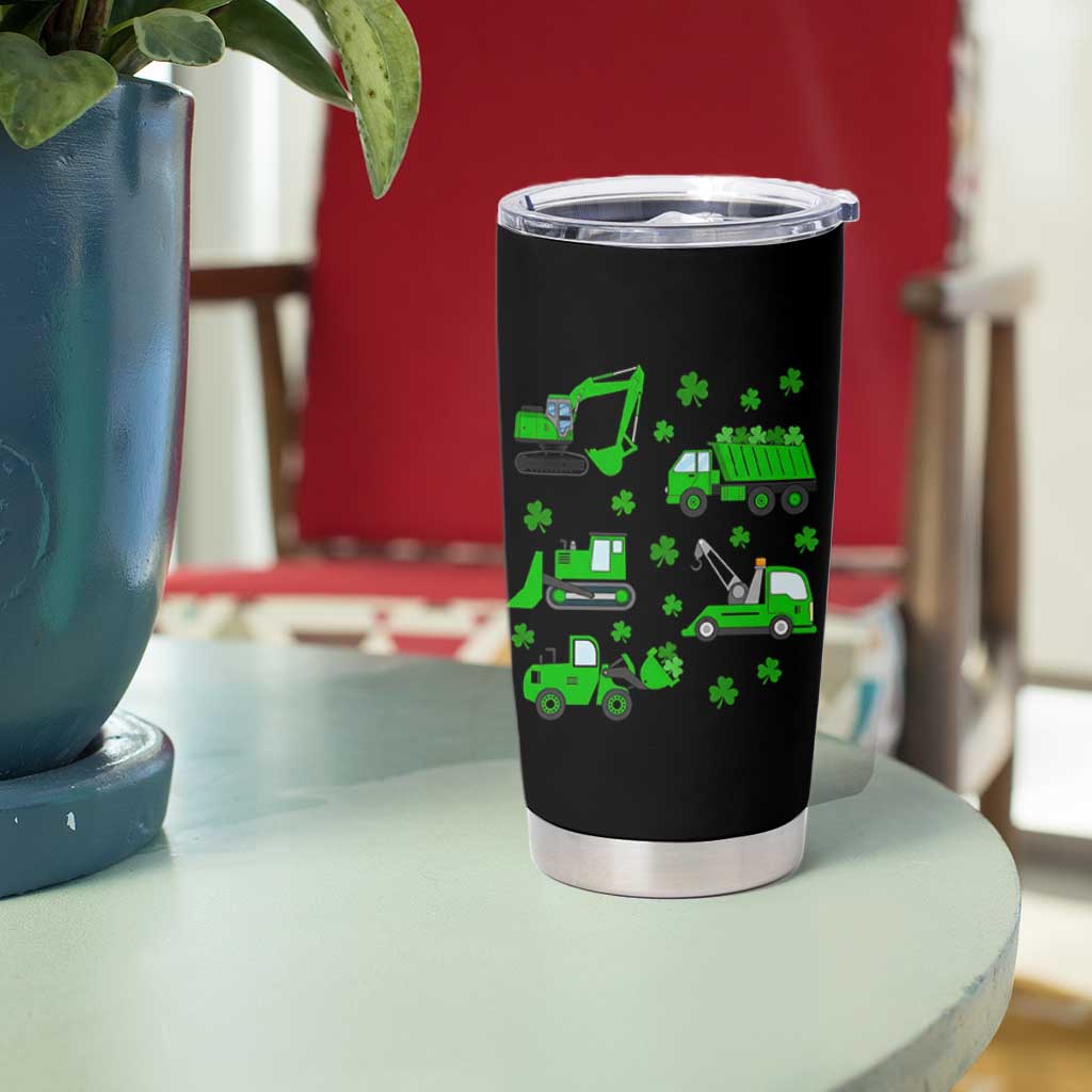 Funny St Patricks Day Construction Trucks Irish Shamrock Tumbler Cup