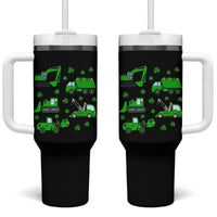 Funny St Patricks Day Construction Trucks Irish Shamrock Tumbler With Handle