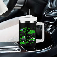 Funny St Patricks Day Construction Trucks Irish Shamrock Tumbler With Handle