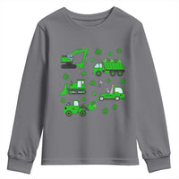 Funny St Patricks Day Construction Trucks Irish Shamrock Youth Sweatshirt