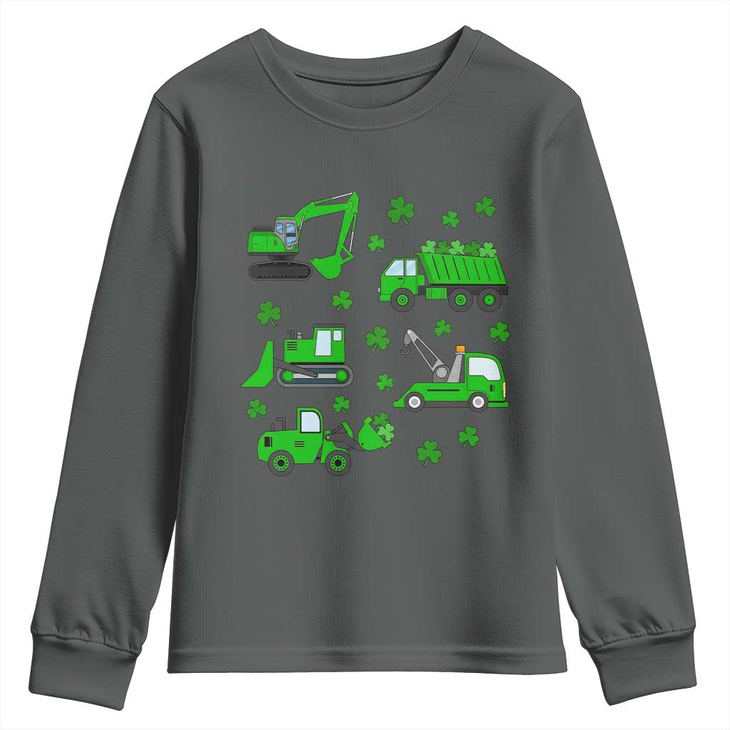 Funny St Patricks Day Construction Trucks Irish Shamrock Youth Sweatshirt