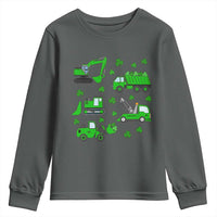 Funny St Patricks Day Construction Trucks Irish Shamrock Youth Sweatshirt