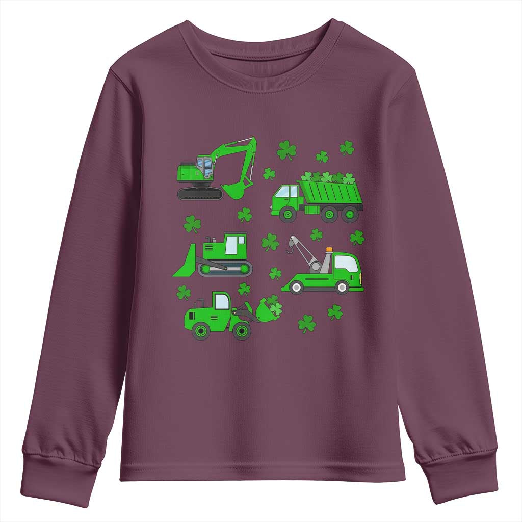 Funny St Patricks Day Construction Trucks Irish Shamrock Youth Sweatshirt