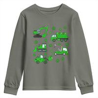 Funny St Patricks Day Construction Trucks Irish Shamrock Youth Sweatshirt