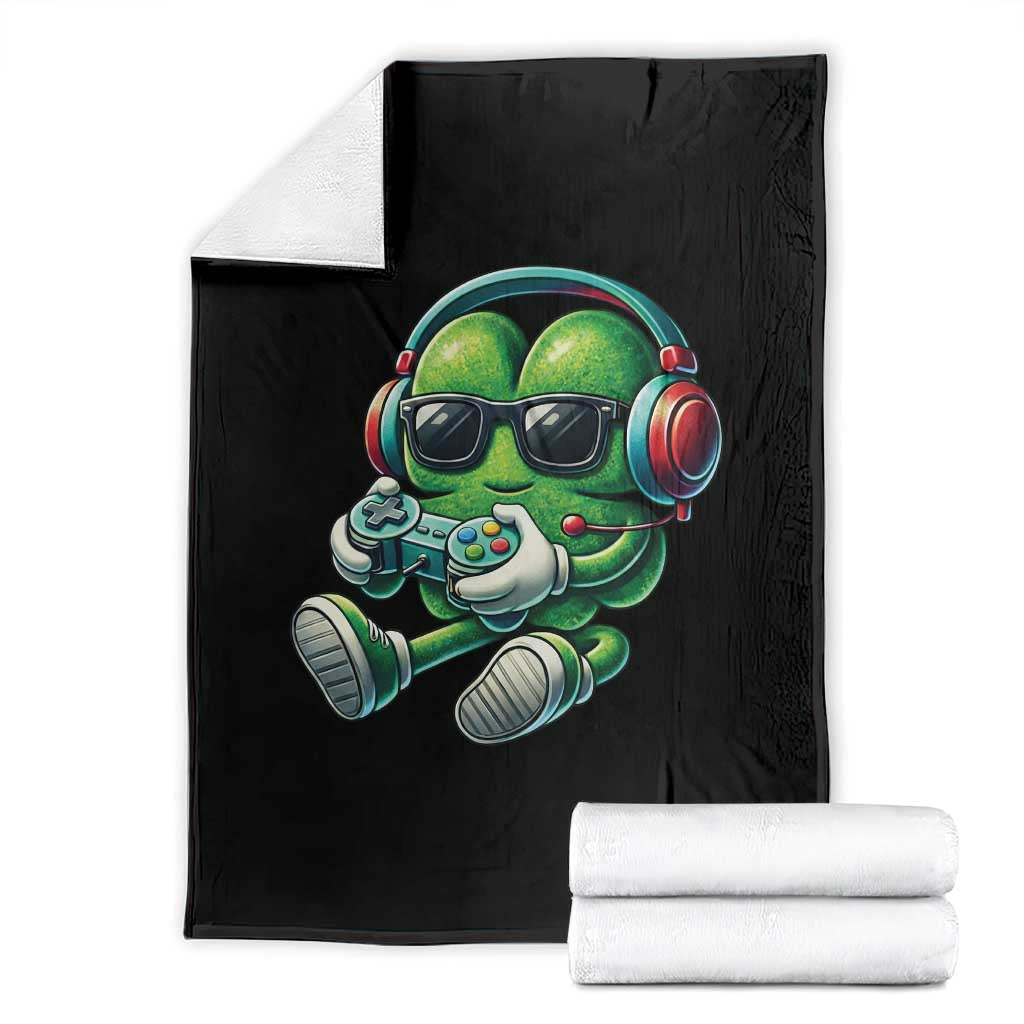 Funny Video Game Shamrock St Patricks Day Gamer Throw Blanket