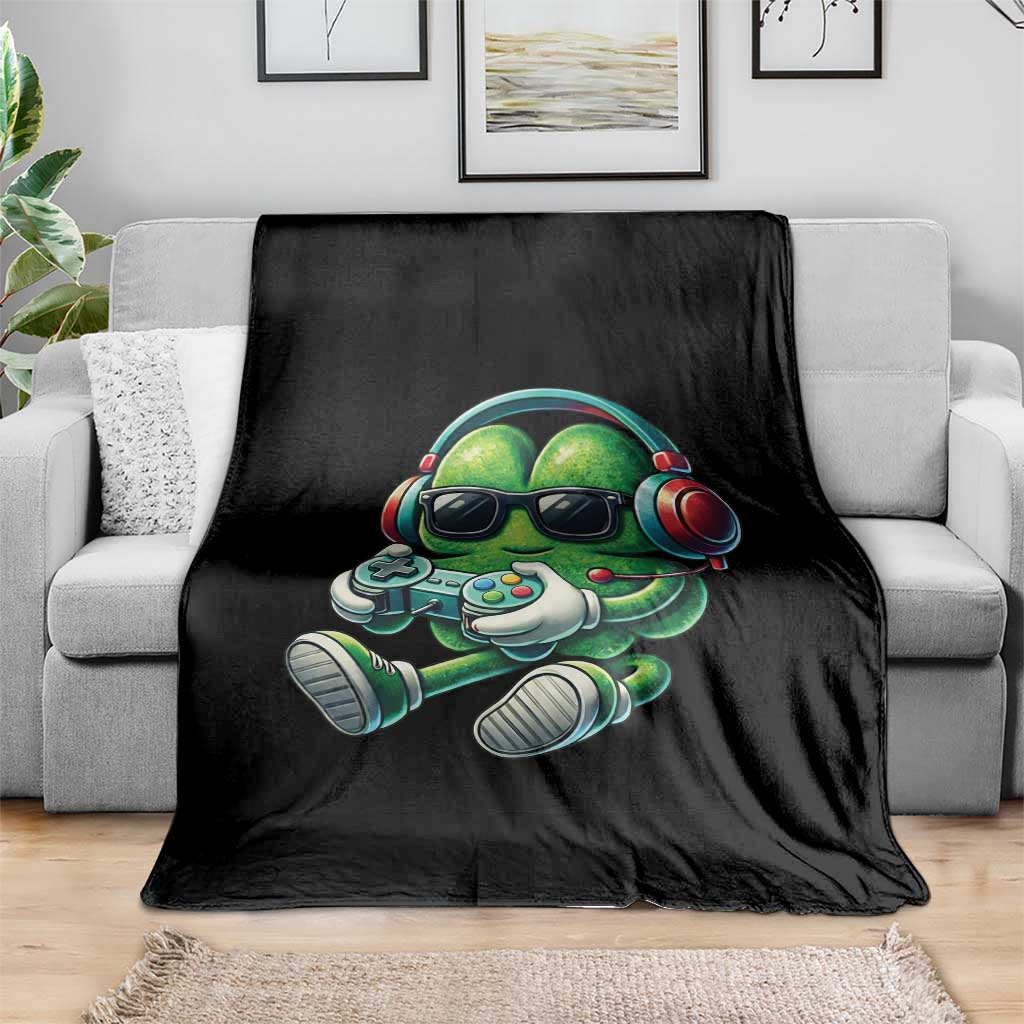 Funny Video Game Shamrock St Patricks Day Gamer Throw Blanket