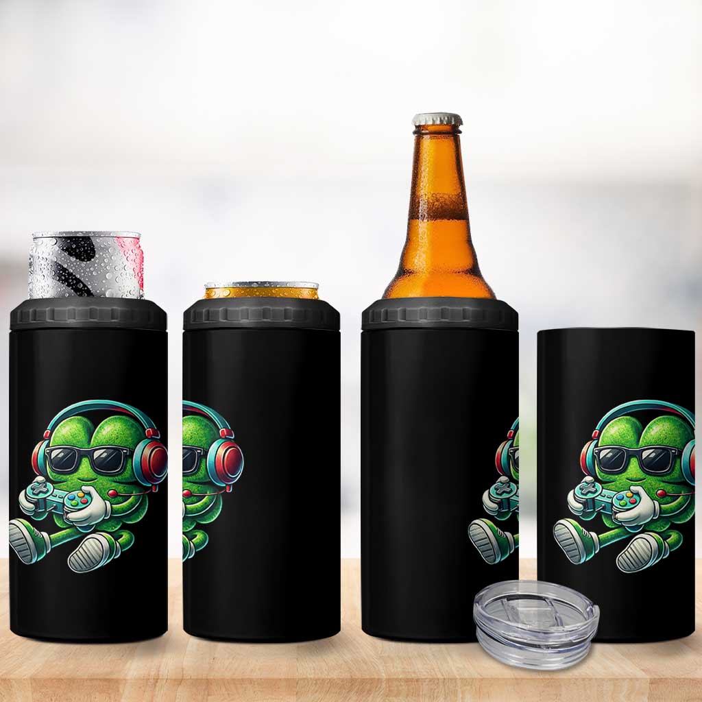Funny Video Game Shamrock St Patricks Day Gamer 4 in 1 Can Cooler Tumbler