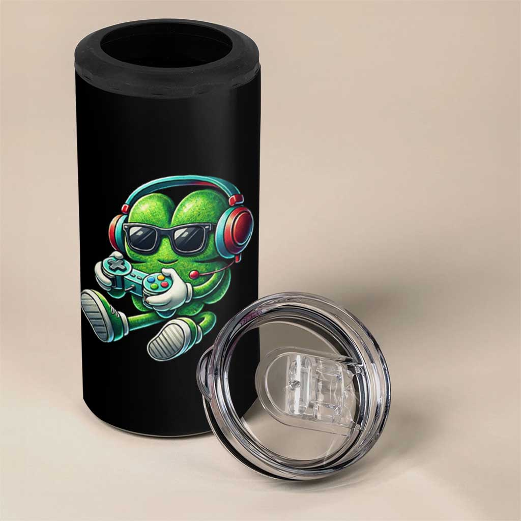 Funny Video Game Shamrock St Patricks Day Gamer 4 in 1 Can Cooler Tumbler