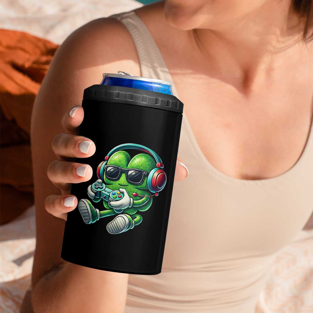 Funny Video Game Shamrock St Patricks Day Gamer 4 in 1 Can Cooler Tumbler