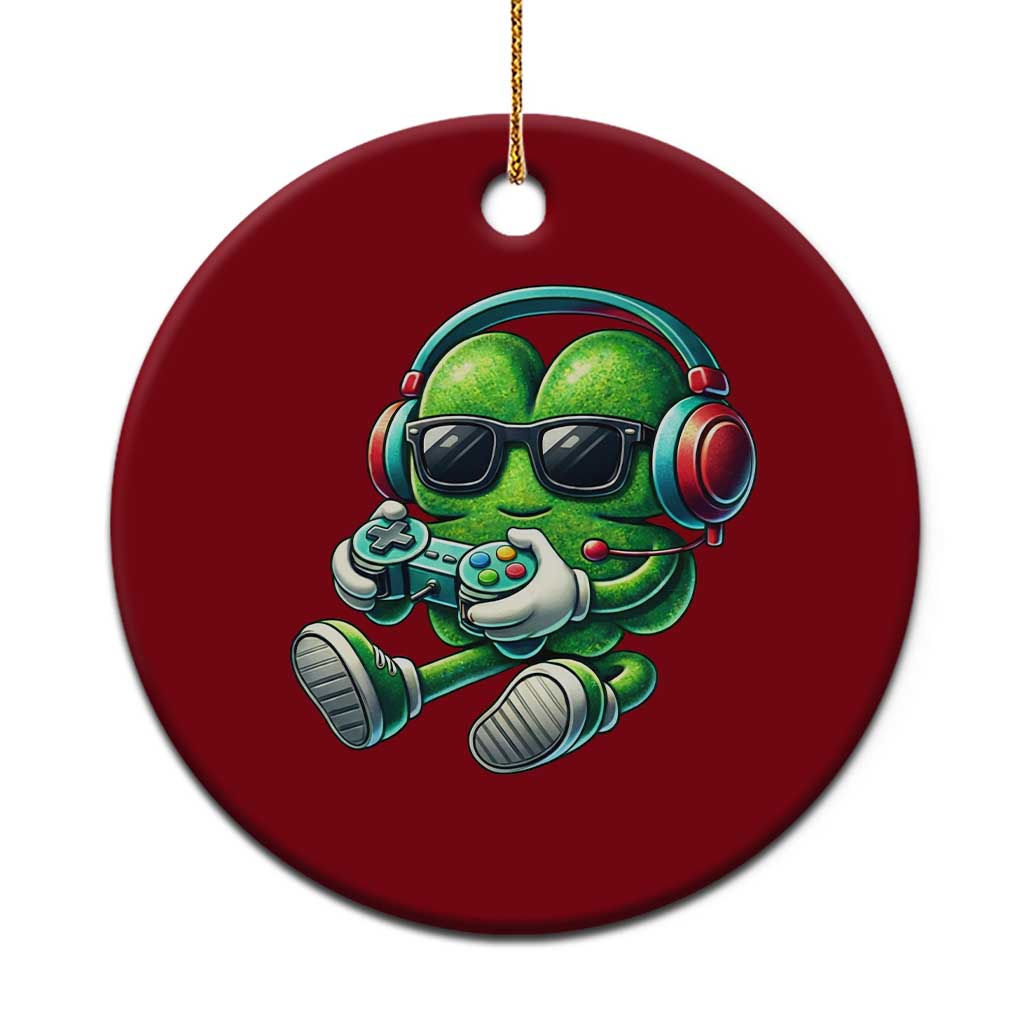 Funny Video Game Shamrock St Patricks Day Gamer Ceramic Ornament