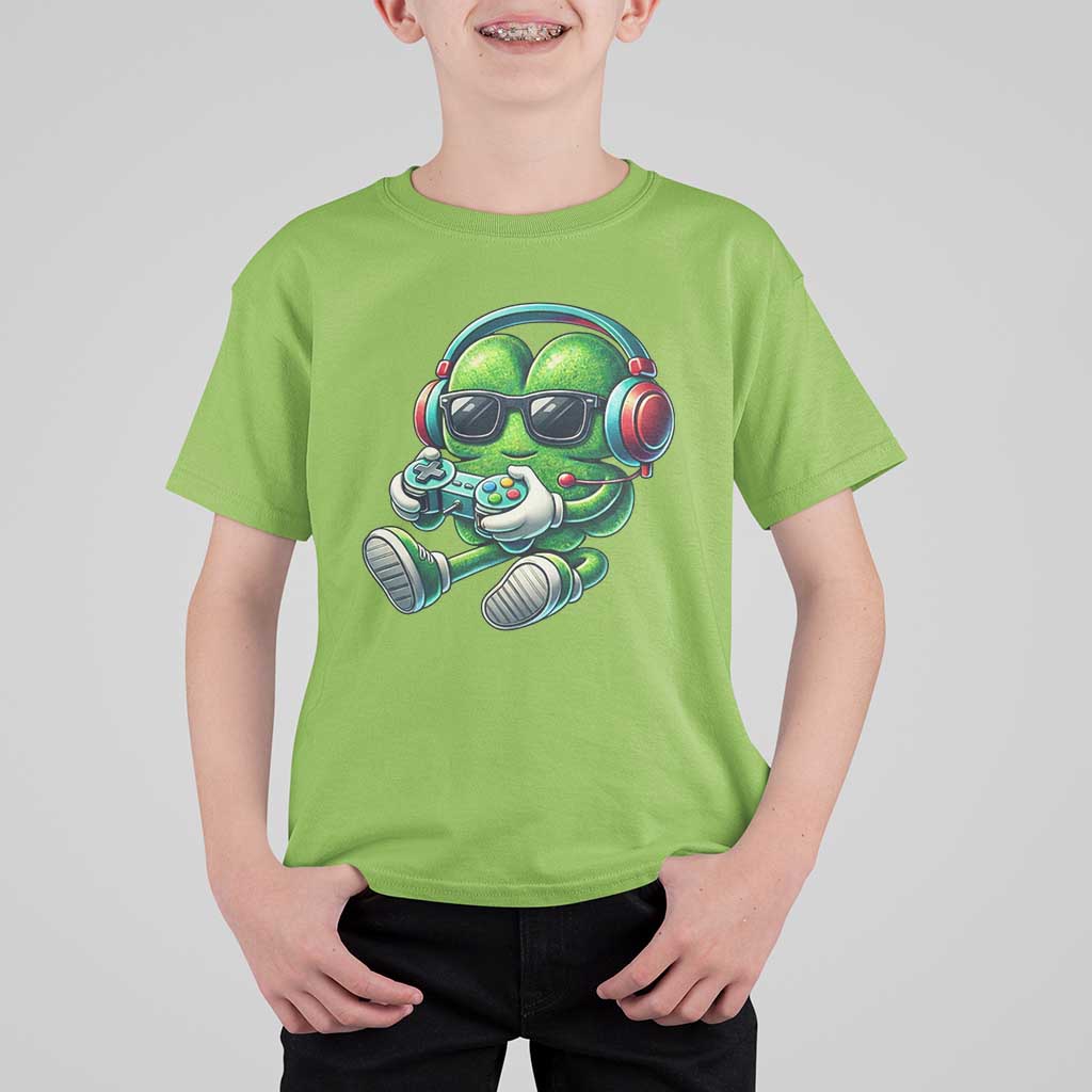 Funny Video Game Shamrock St Patricks Day Gamer T Shirt For Kid