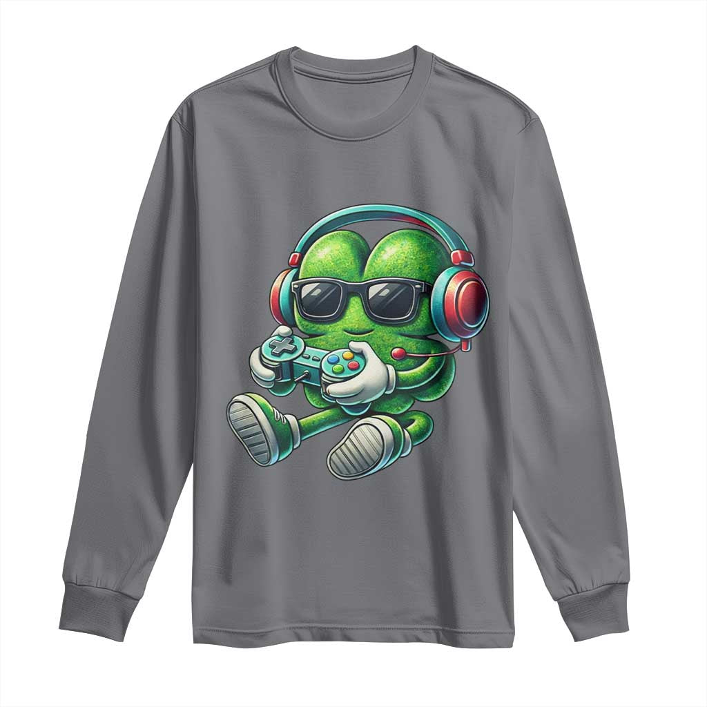 Funny Video Game Shamrock St Patricks Day Gamer Long Sleeve Shirt