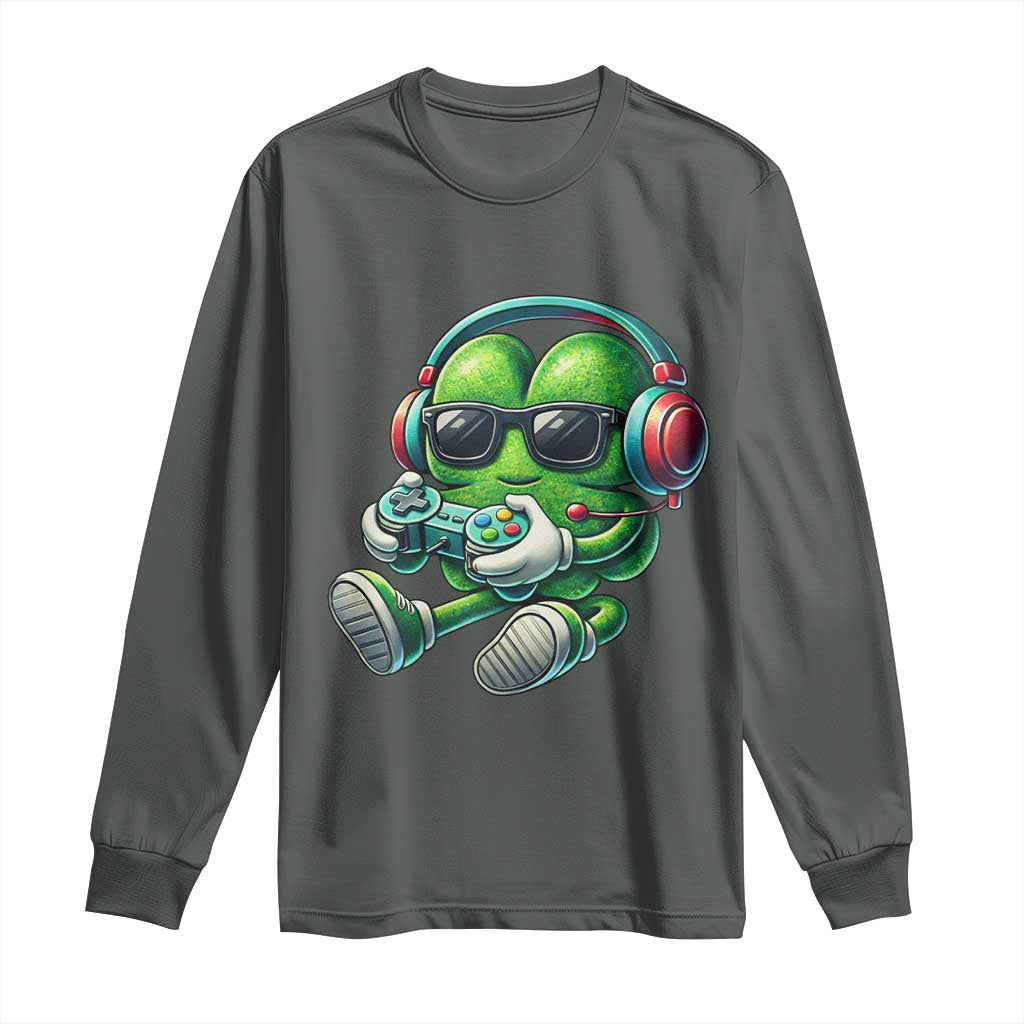 Funny Video Game Shamrock St Patricks Day Gamer Long Sleeve Shirt