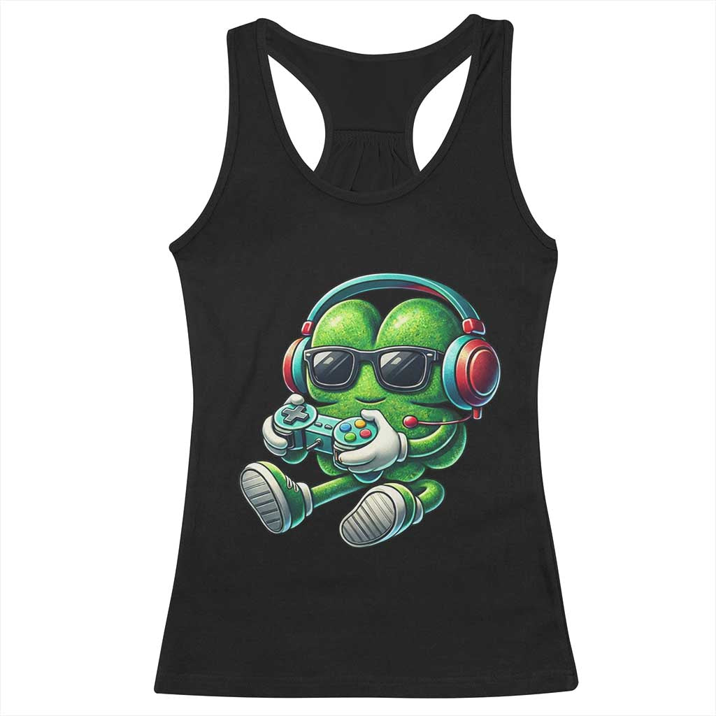 Funny Video Game Shamrock St Patricks Day Gamer Racerback Tank Top
