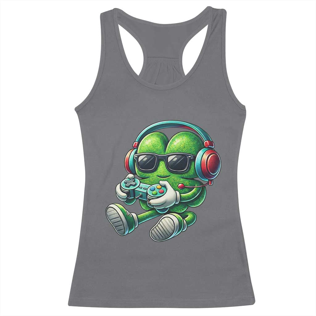 Funny Video Game Shamrock St Patricks Day Gamer Racerback Tank Top