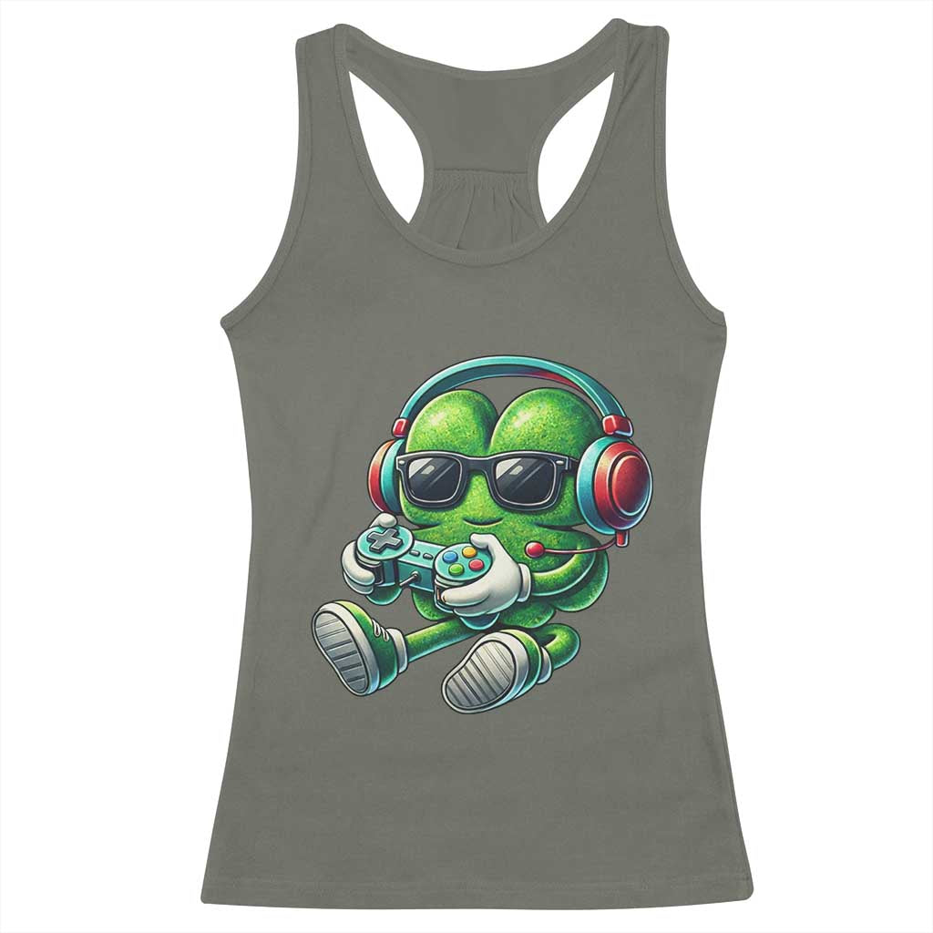 Funny Video Game Shamrock St Patricks Day Gamer Racerback Tank Top
