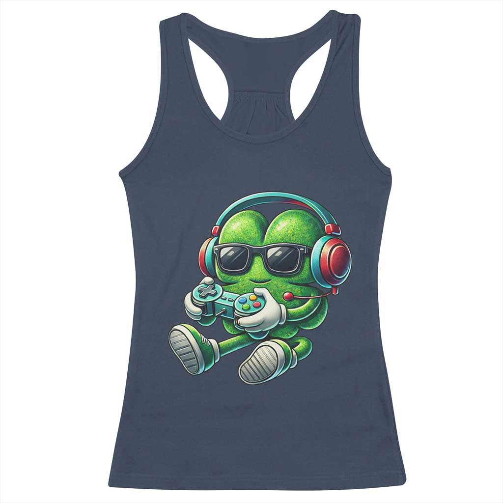 Funny Video Game Shamrock St Patricks Day Gamer Racerback Tank Top