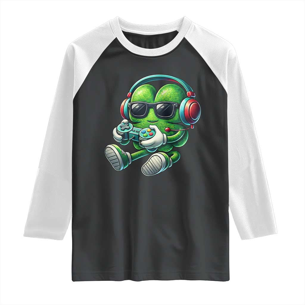 Funny Video Game Shamrock St Patricks Day Gamer Raglan Shirt