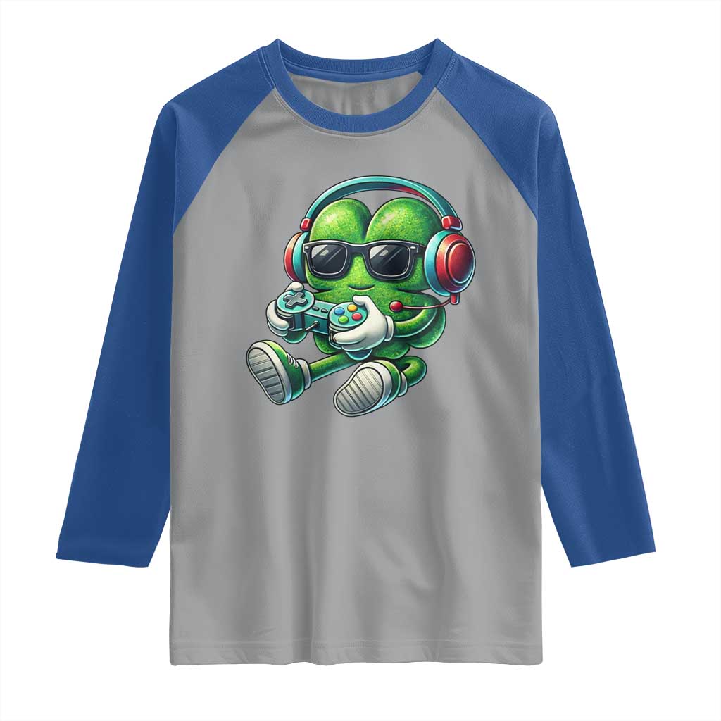 Funny Video Game Shamrock St Patricks Day Gamer Raglan Shirt