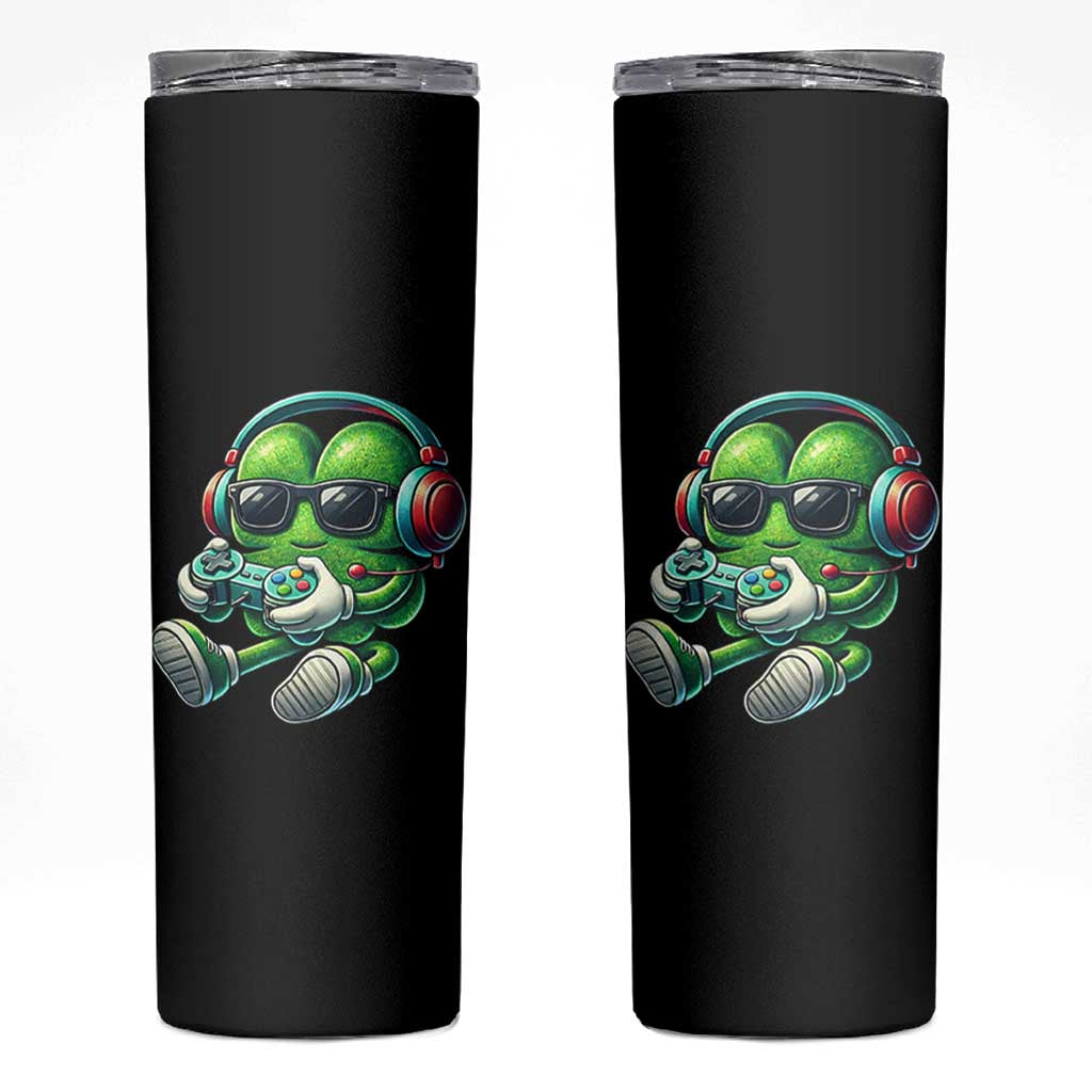 Funny Video Game Shamrock St Patricks Day Gamer Skinny Tumbler
