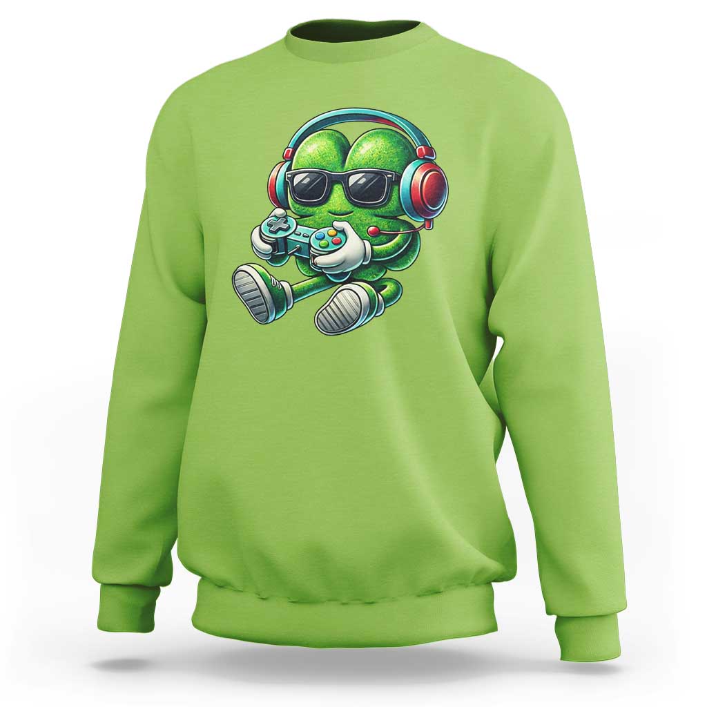 Funny Video Game Shamrock St Patricks Day Gamer Sweatshirt